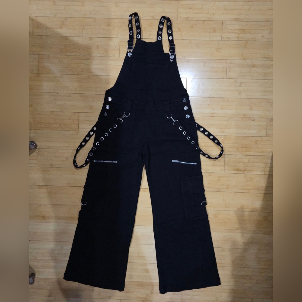 Dolls Kill Rare The Grave Girls Punk Goth Black Tough Life Denim Overalls S M